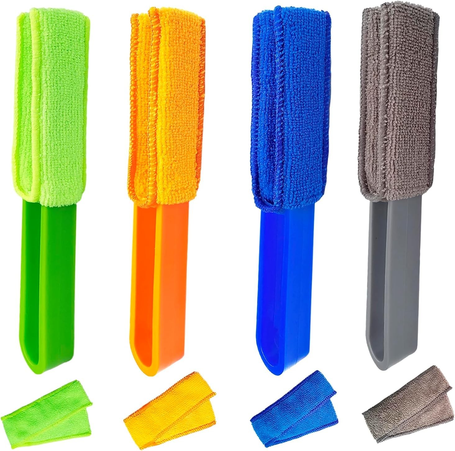 4 Pack Blinds Duster, Duster Brush with 8 Microfiber Sleeves, Dust Remove Too…