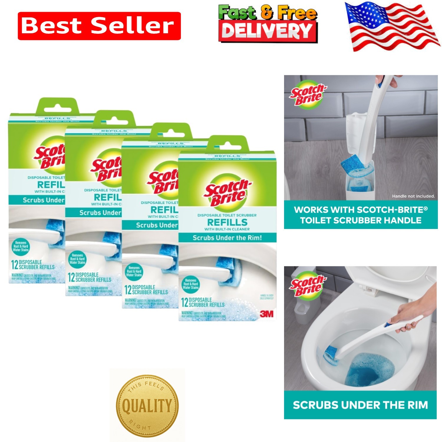 Scotch-Brite 48 Disposable Toilet Scrubber Refills for Rust & Hard Water Stains