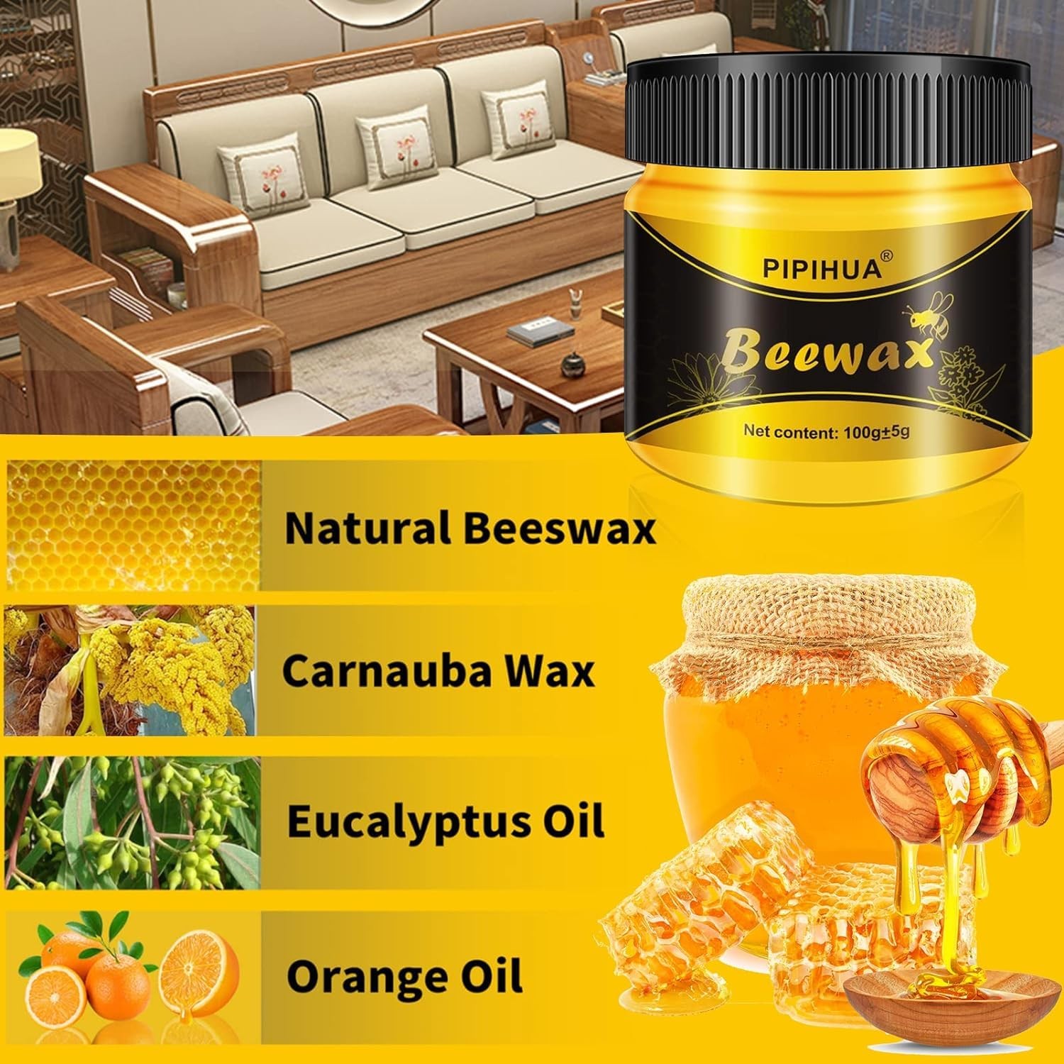Beeswax Polish and Conditioner for Wood Furniture – Waterproof & Restorer Woo…