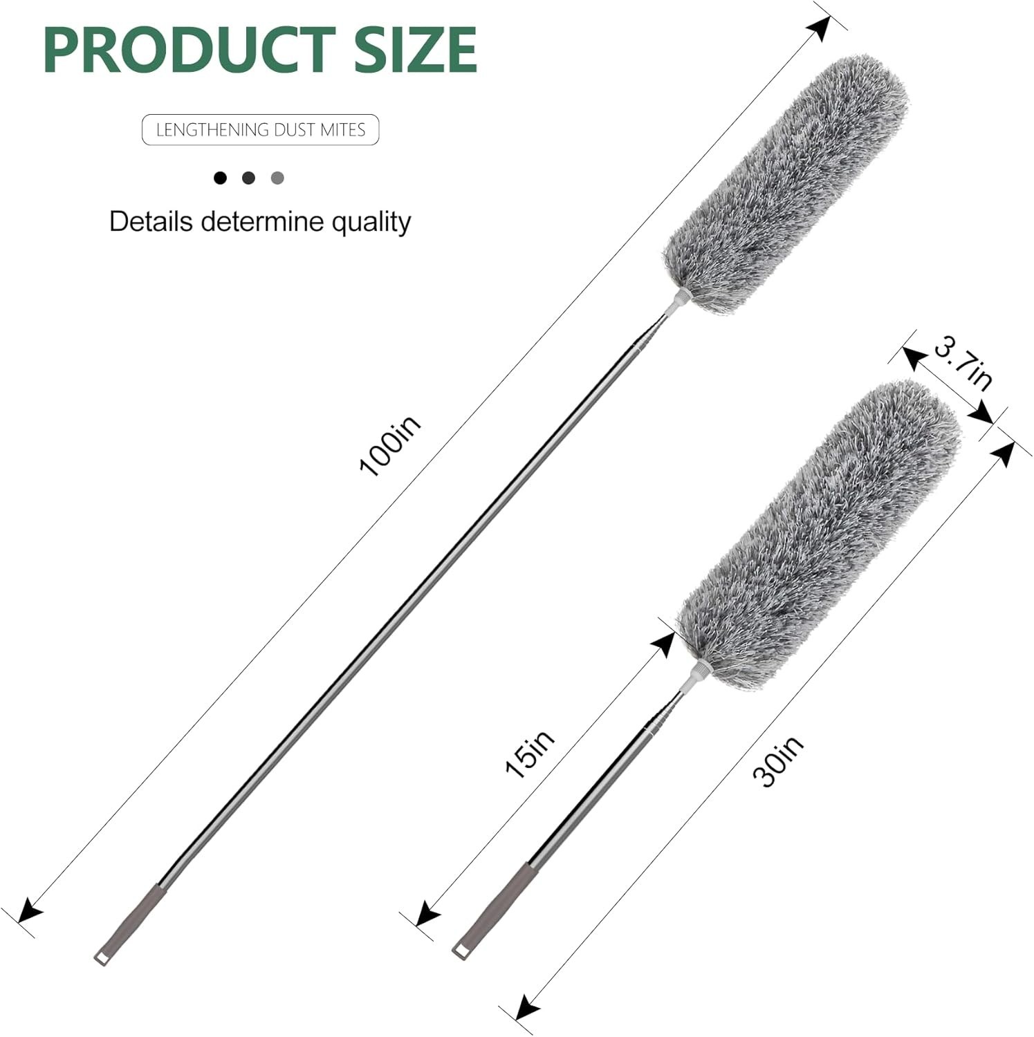 Bendable Microfiber Duster with 100-inch Stainless Steel Pole for Easy Cleaning