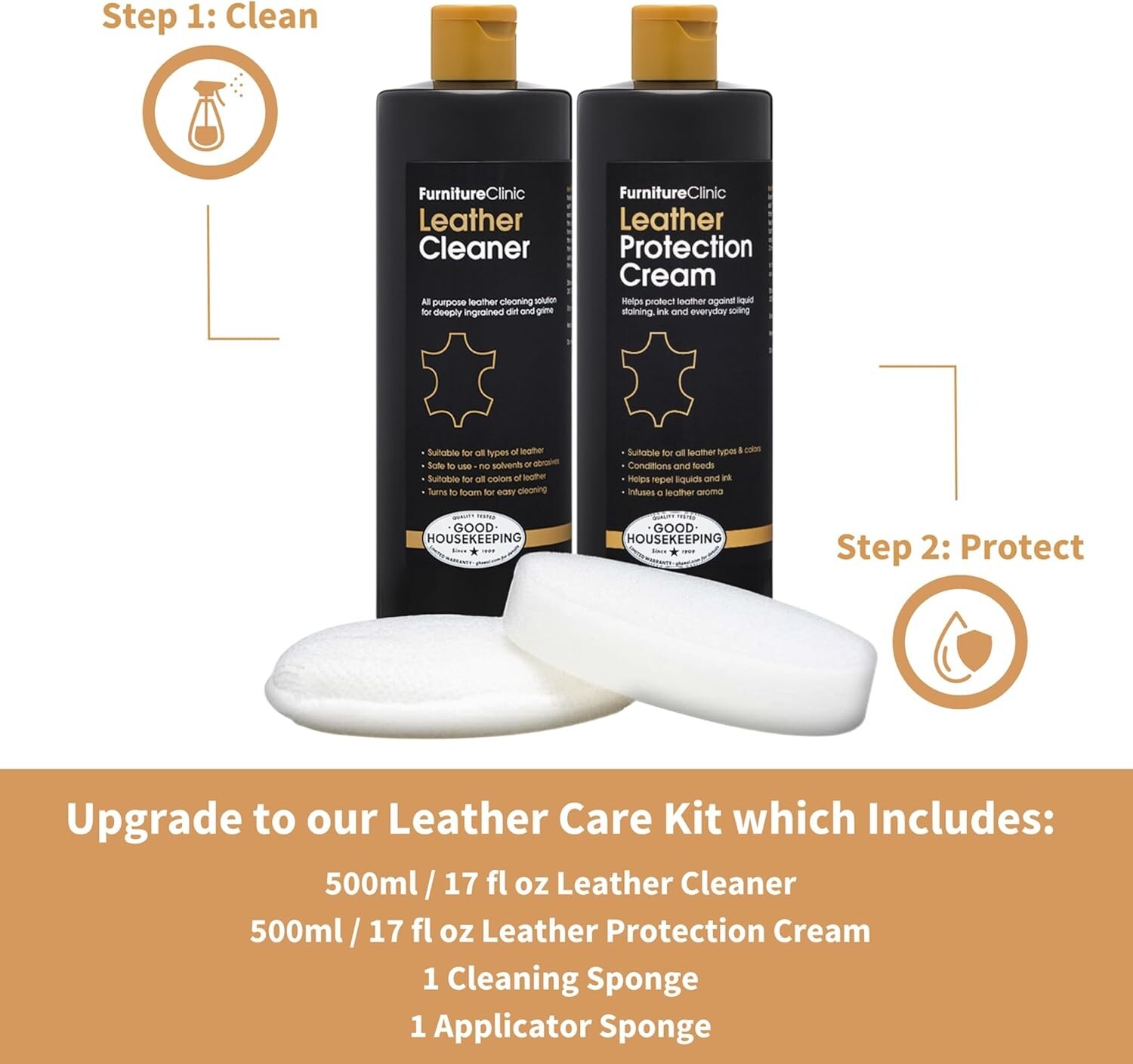 Leather Furniture Cleaner – Removes Dirt & Grime – 8.5oz/250ml