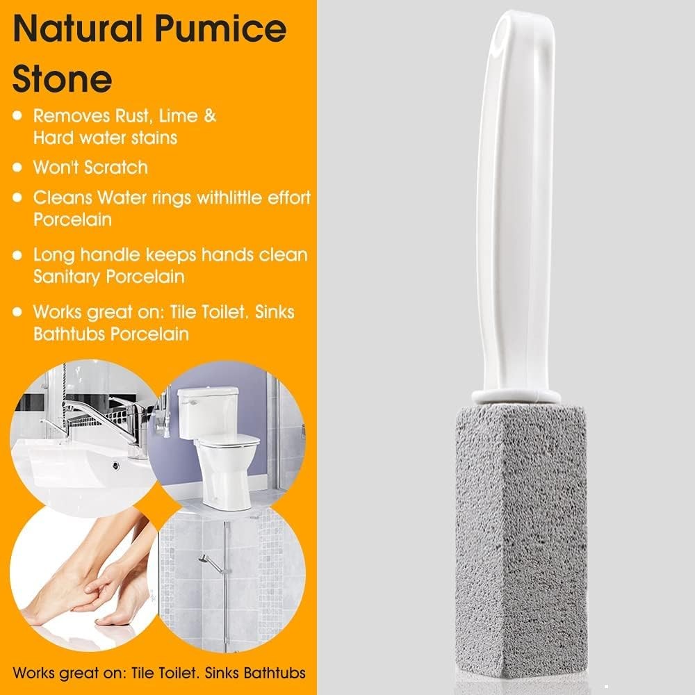 2 Pack Toilet Cleaner Hard Water Build up Remover with Ergonomic Handle, Pumice