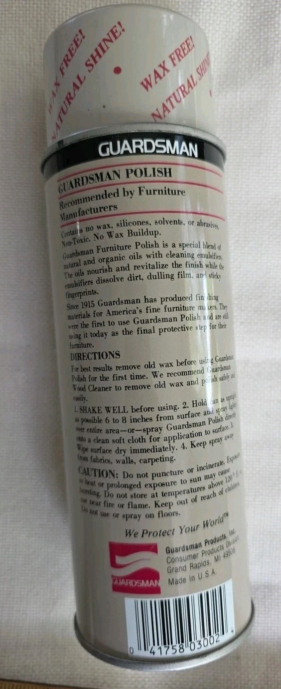Guardsman Furniture Polish Professional Formula W/UV Sunscreen Wax Free Lemon