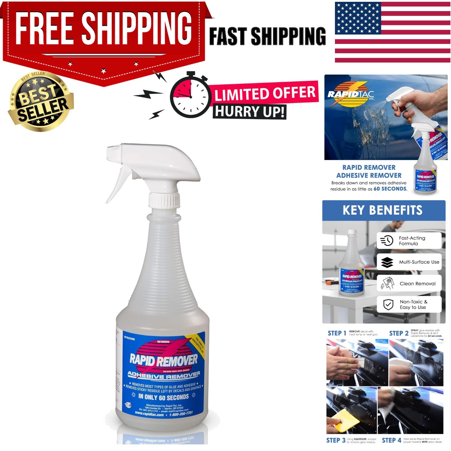 Rapid Remover Adhesive Remover 32 oz | Removes Most Adhesives in 30–60 Second…