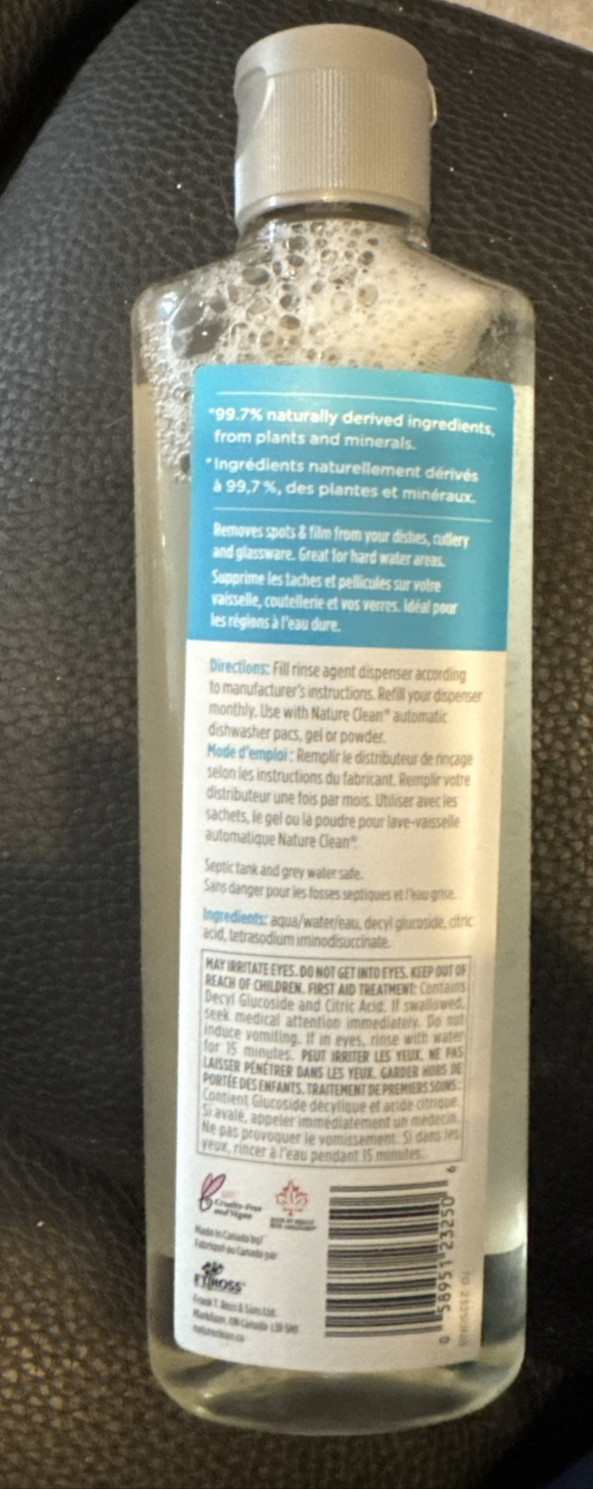 Nature Clean Automatic Dishwasher Rinse Agent 8 oz