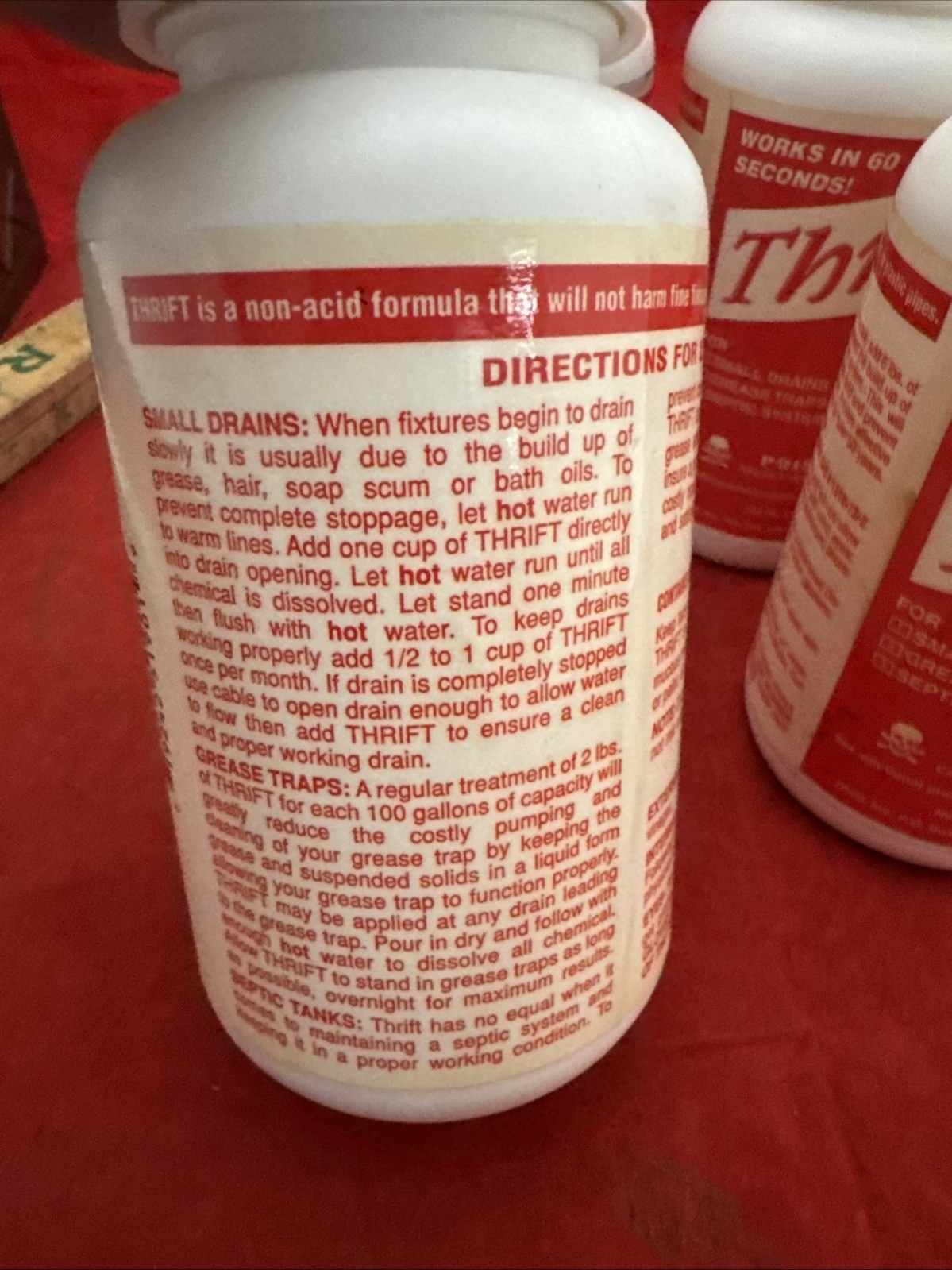 (5) 1LB bottles of Thrift Drain cleaner professional strength T-100 .
