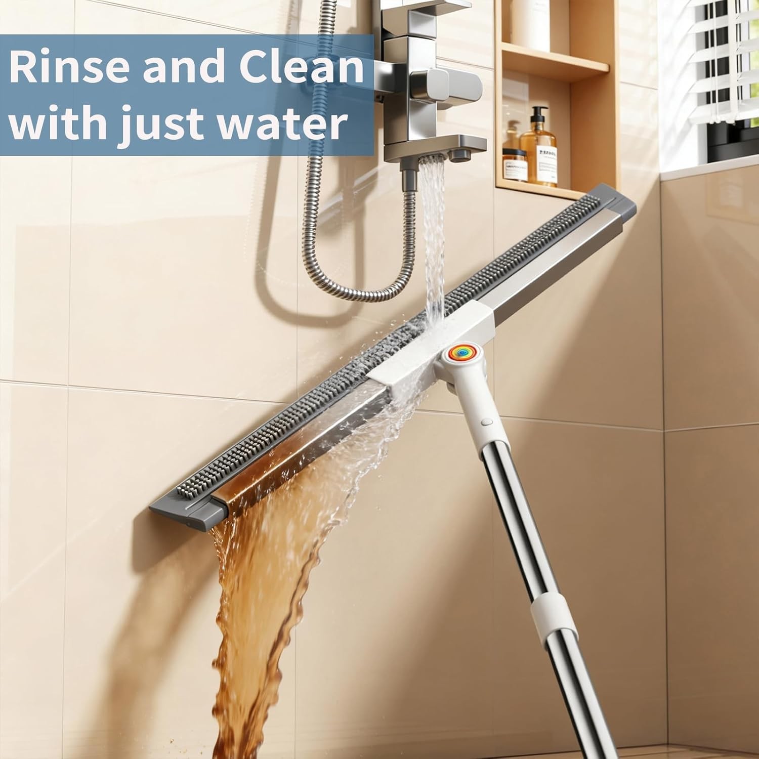 Floor Squeegee for Concrete Floor, Squeegee for Floor with 180° Rotating Head &