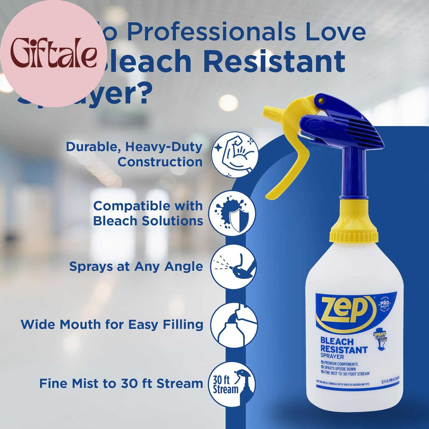 Bleach Resistant Professional Sprayer Bottle – 32 Oz (Pack of 2) – ZUPRO2-30 Foo