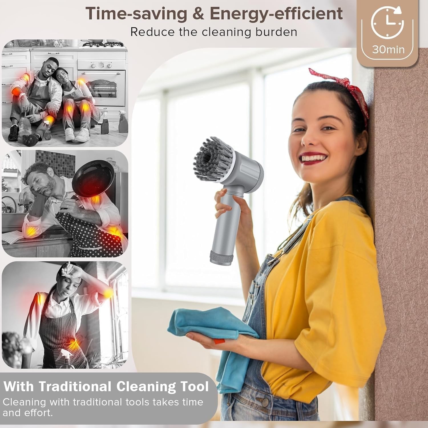 Electric Spin Scrubber – Shower Scrubber,Bathroom Scrubber Electric,for Clean…