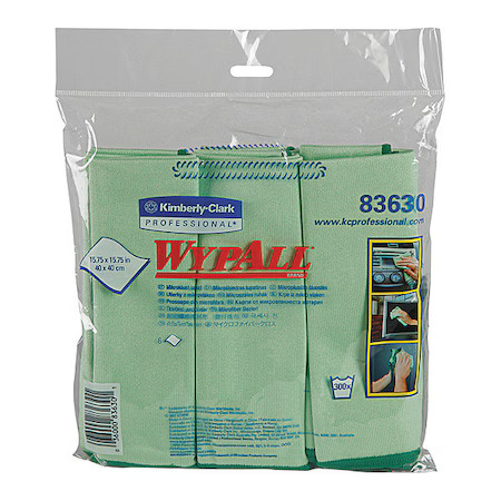Kimberly-Clark 83630 Microfiber Cleaning Cloth, Green, 6Pk