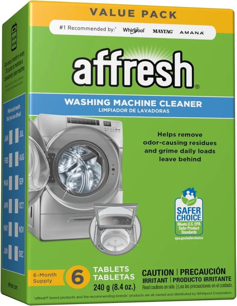 Affresh Washing Machine Cleaner, 6 Month Supply, Cleans Front Load and Top Load