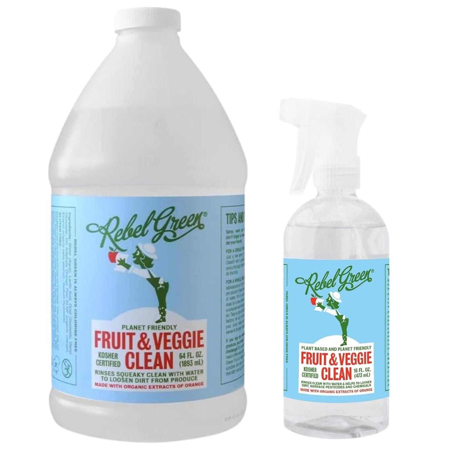 Rebel Green Fruit & Veggie Clean – Plant-Based Produce Cleaner – 1 Gallon
