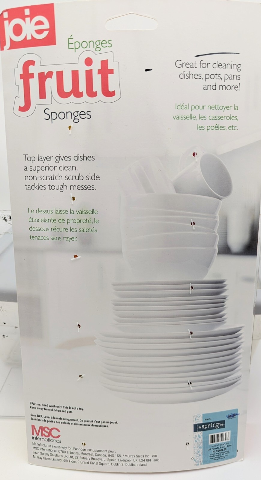 Joie Fruit Cleaning Sponges 6 Pack MSC 10.5×6.2x3cm New