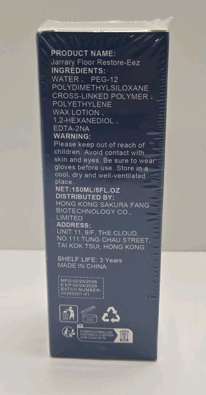 Floor Restore-eez 5fl oz High Solid Content Floor Polish By Jarrary NEW SEALED