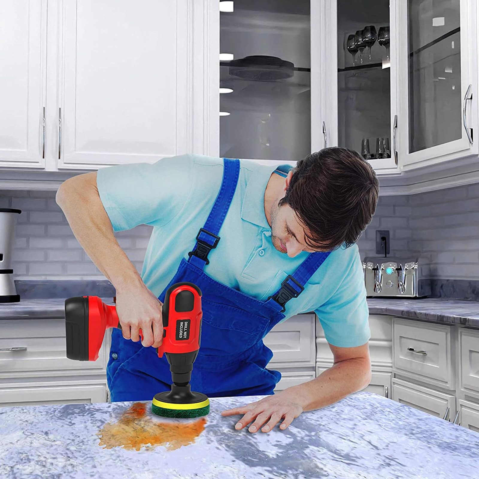 4 Inch Drill Powered Brush Tile Scrubber Scouring Pads,6 Scrubbing Pads with …