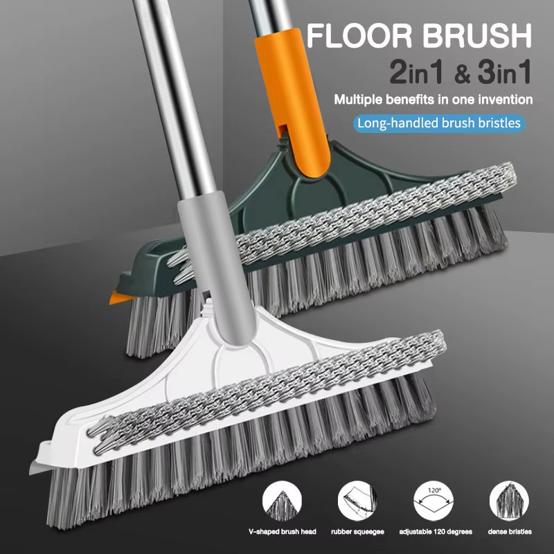 3 in 1 Cleaning Brush Set Long Handle Rotating Floor Crevice Cleaner Tool