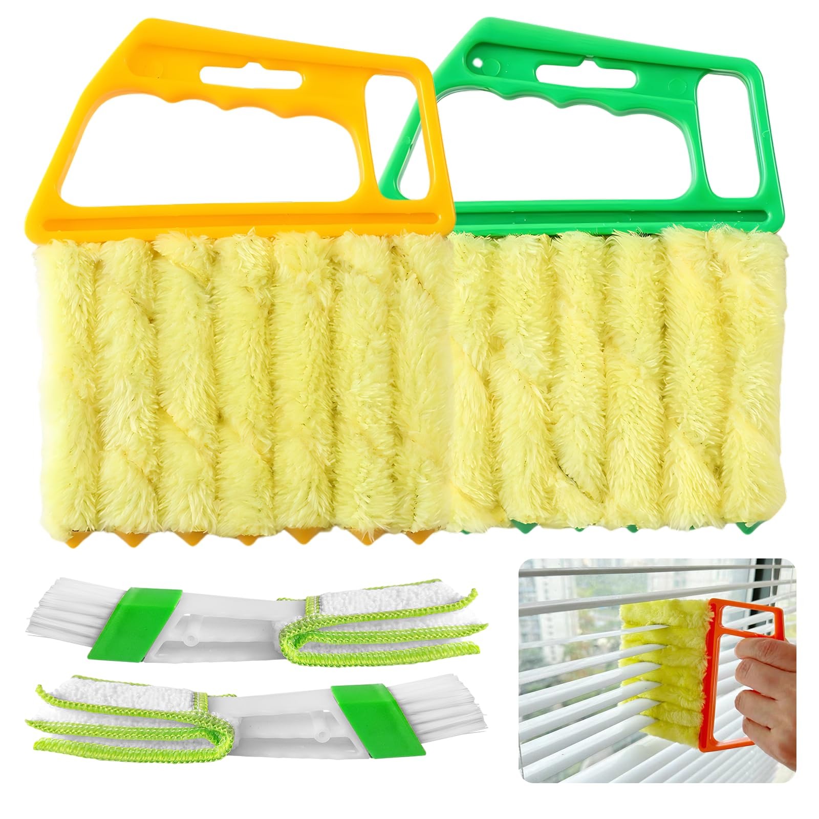 4Pcs Blind Cleaner Duster Tool Set with 7-Finger & 3-Finger Brushes，Washable …