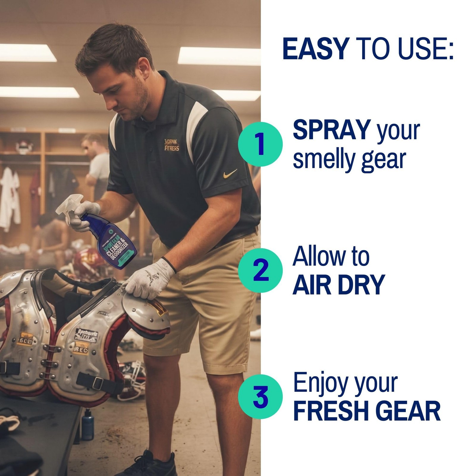 Sports Equipment Deodorizer Cleaner for Gloves Pads Helmets Gym Bags