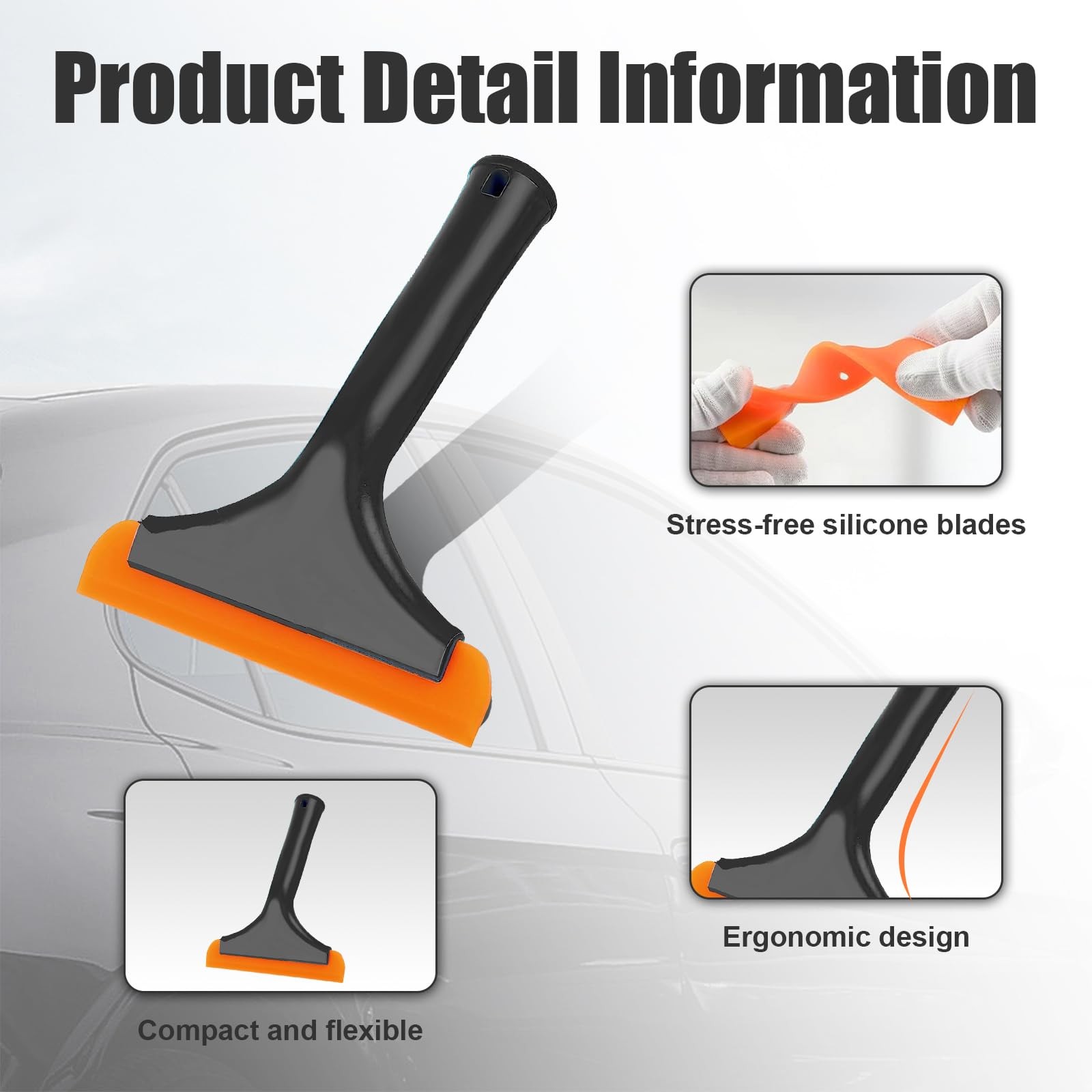 Ziciner Small Silicone Window Squeegee, Car Windshield Water Blade Squeegee, …