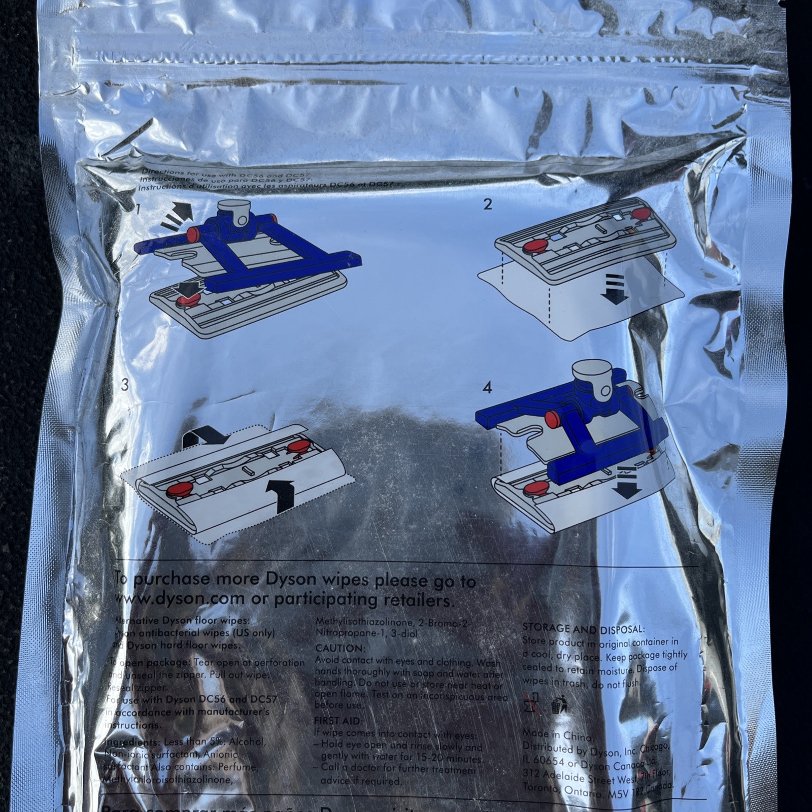 Dyson Wood Floor Wipes DC56 DC57 Wipes. Factory sealed package. 12 wipe pack!