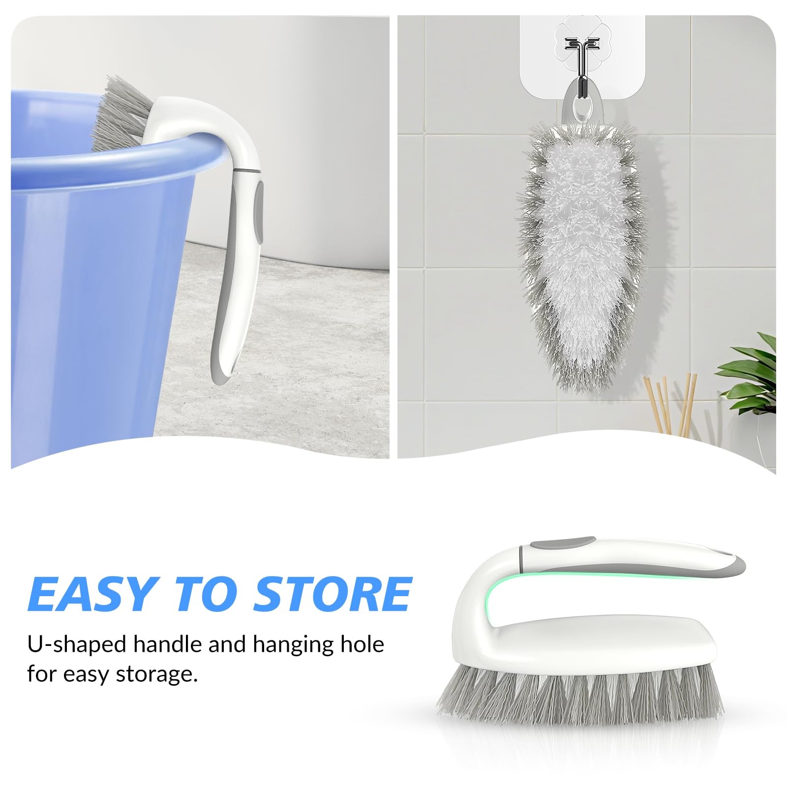 Heavy Duty Scrub Brush, Stiff Bristles Cleaning Brush with Non Slip Handle Sh…