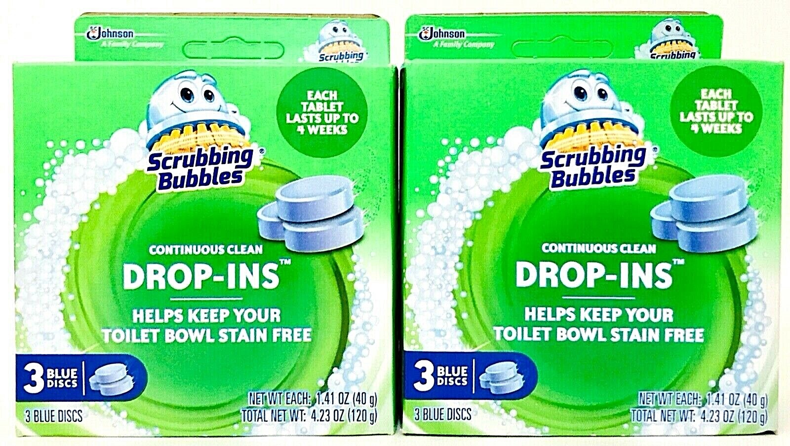 2 Packs Scrubbing Bubbles 4.23 Oz Continuous Clean Drop Ins 3 Count Blue Discs