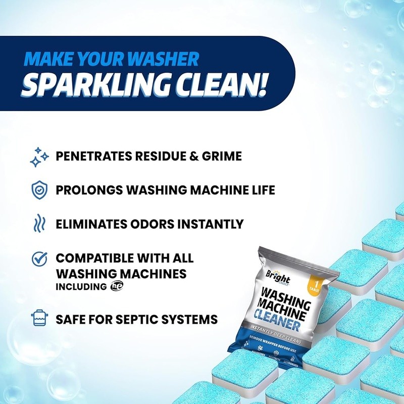 Effervescent Washer Tablets Deep Cleaning Deodorizing No Scrub 24 Count New