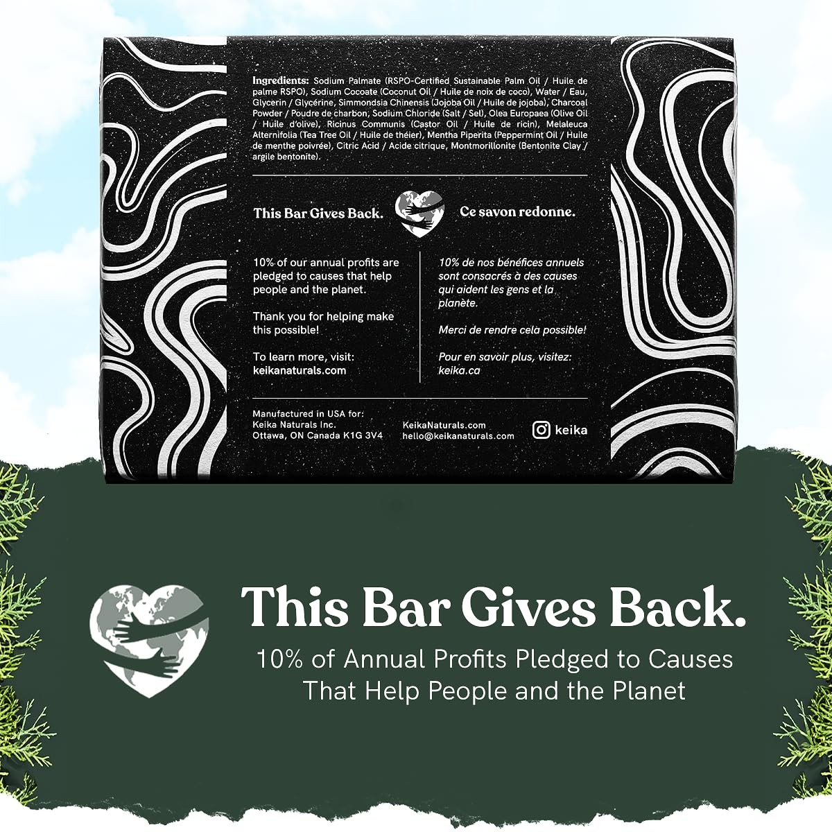 Charcoal Black Soap Bar for Eczema, Psoriasis, Face, Body, Men Women Teens with