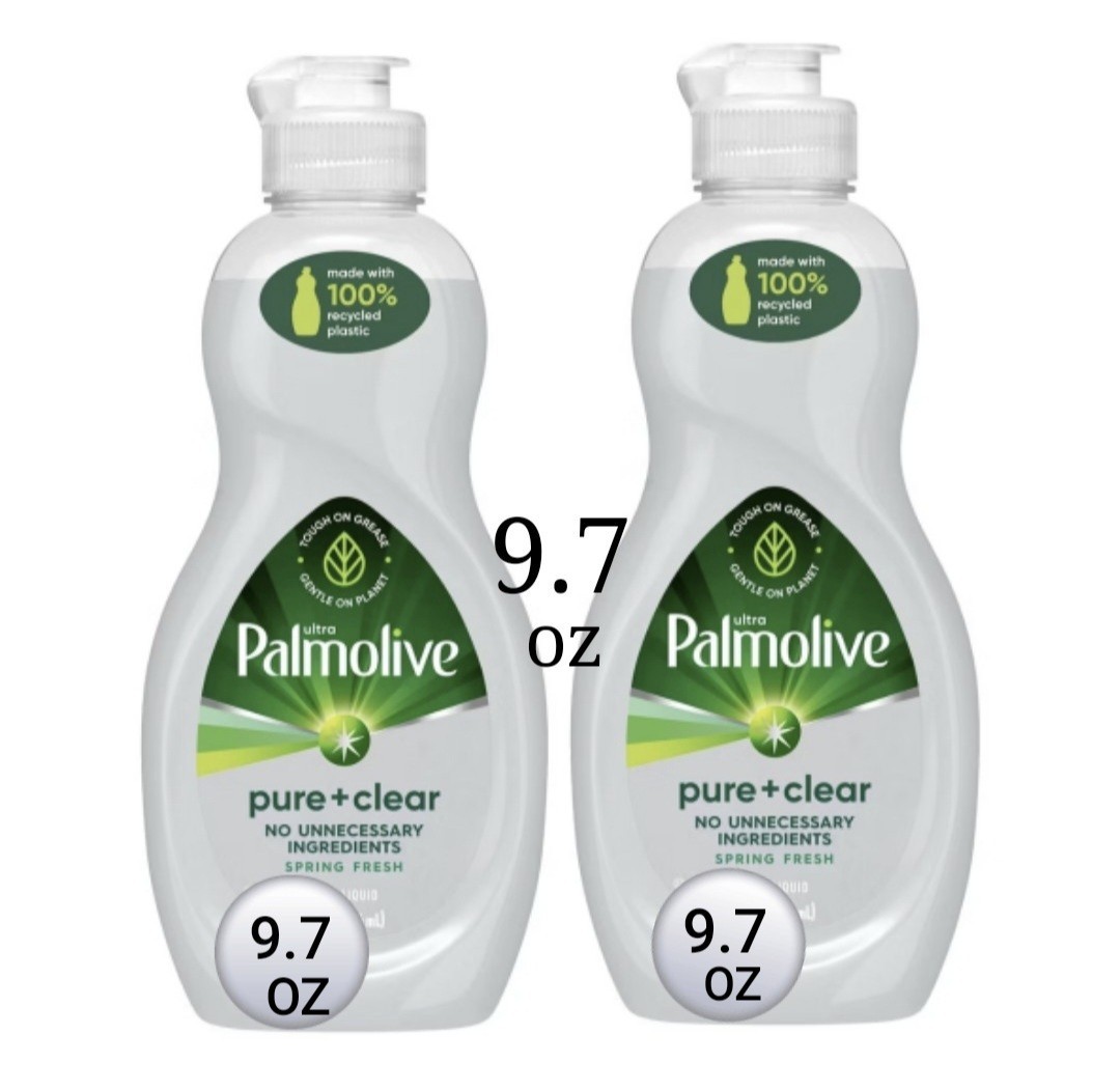 💚 PALMOLIVE 💚 (2-PACK) 9.7 Fl. Oz. 🫧 ●PURE + CLEAR● 🫧 Dishwashing Liquid 🫧.