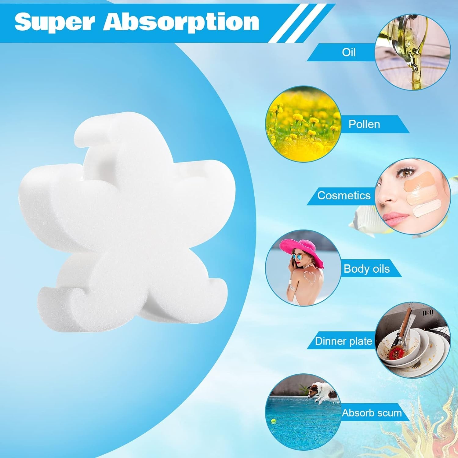 40 Pcs Spa & Pool Oil Absorbing Cleaning Sponges Starfish Style for Hot Tubs …