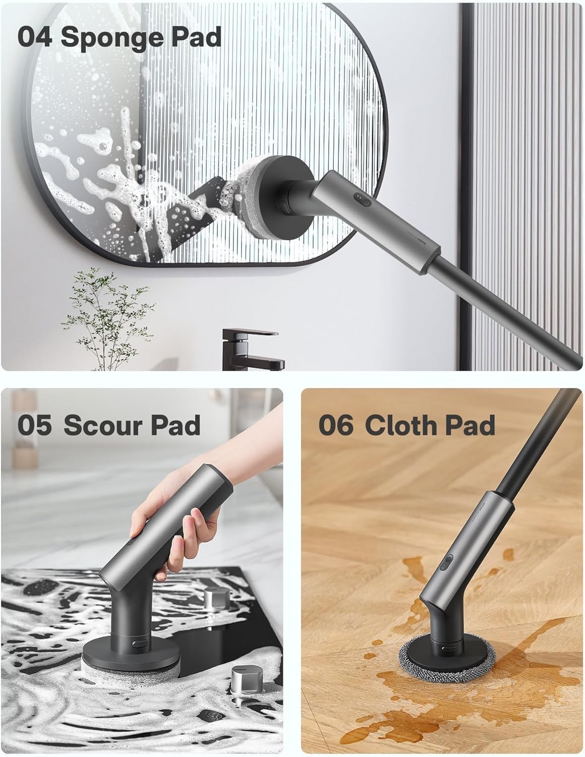Cordless Electric Spin Scrubber IPX7 Full Body Waterproof Bathroom Cleaning
