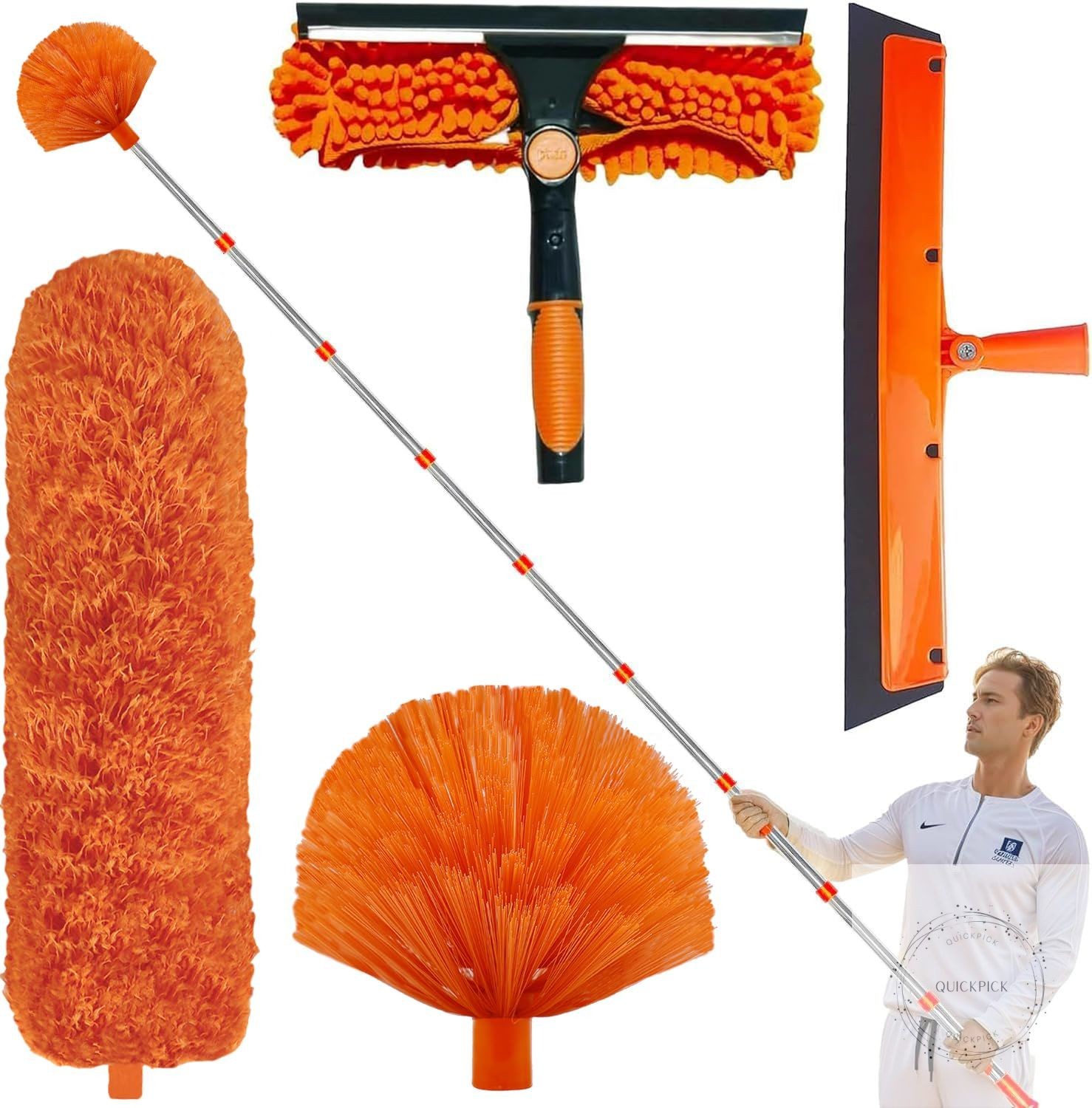 20+ Feet High Reach Duster Kit with 3-14 ft Extension Pole High Ceiling Dusting