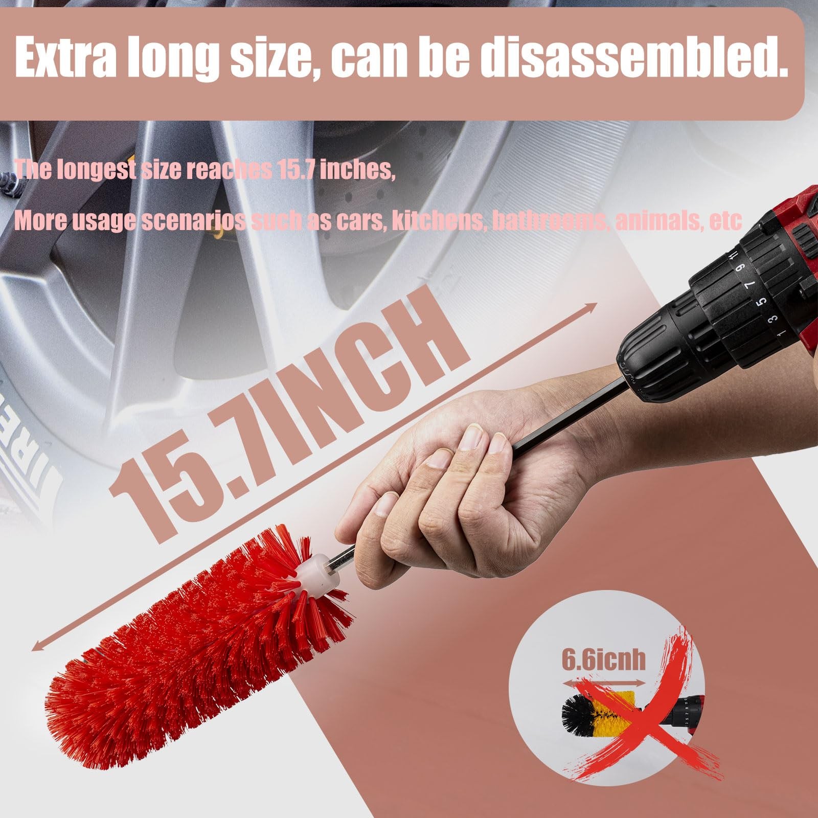 Wheel Brush Soft Durable for Wheels Rims Engines Exhaust Motorcycles