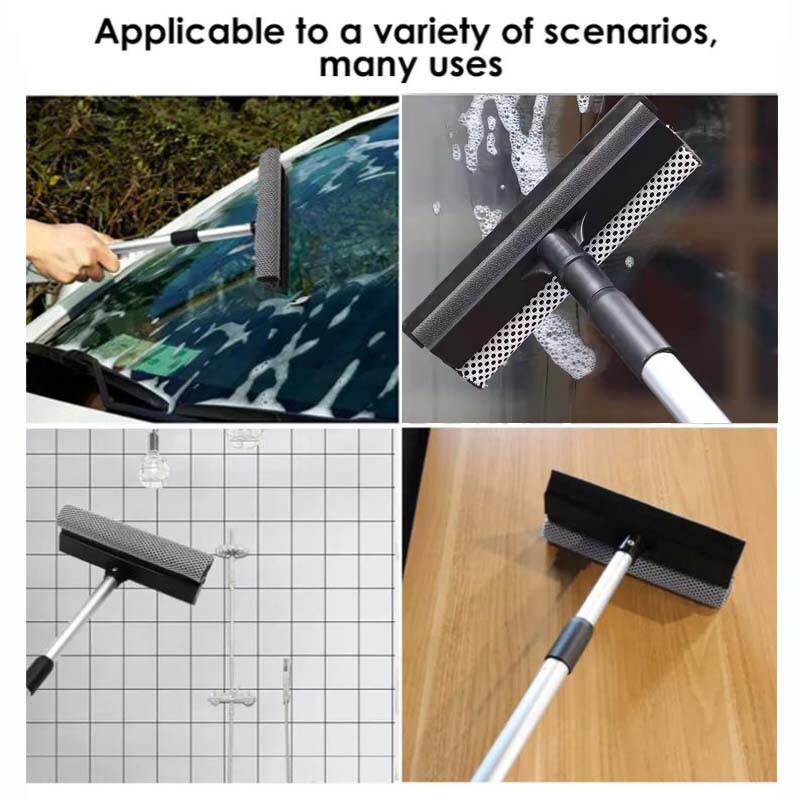 Handle Double Surface Window Squeegee Cleaner Brush Shower Glass Car Sponge Wipe
