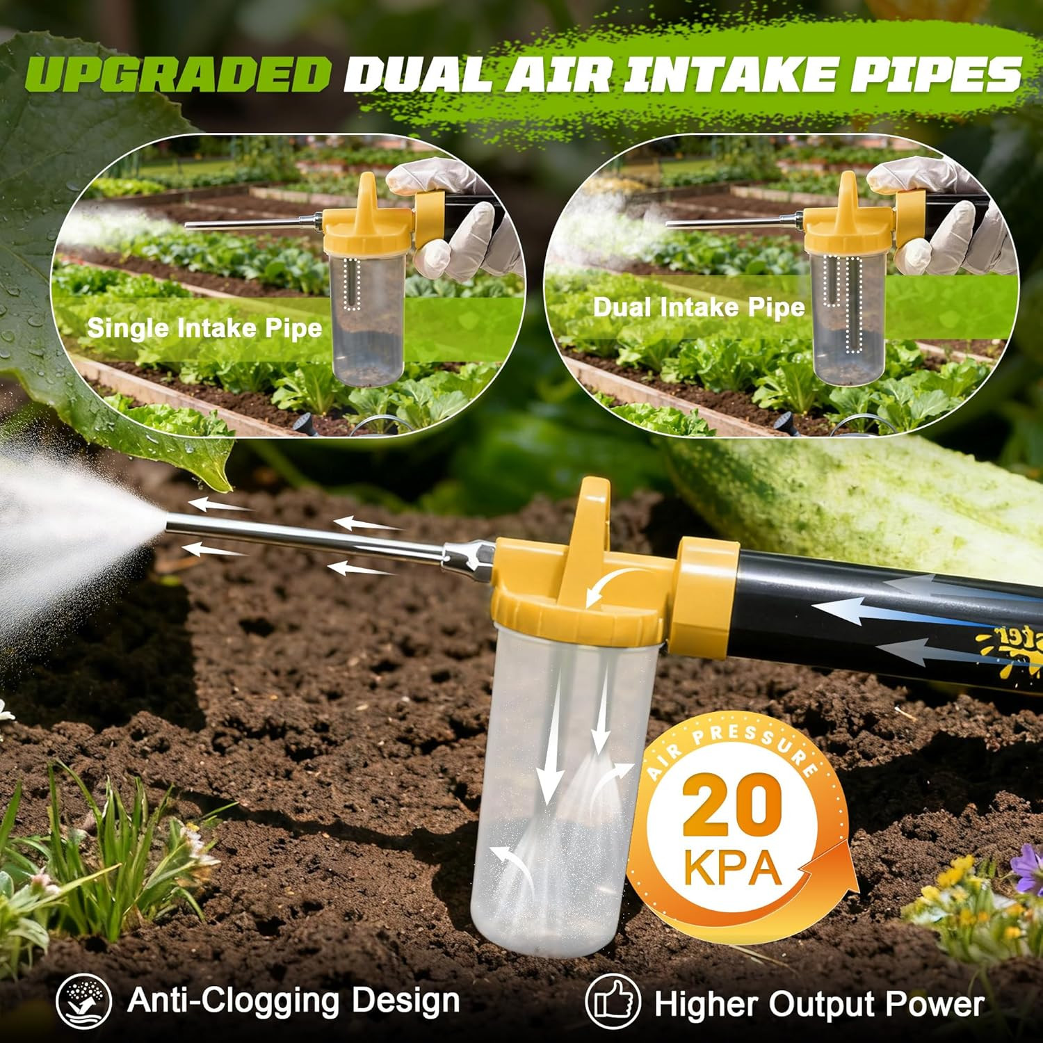 Diatomaceous Earth Duster, Upgraded Powder Duster, Powder Sprayer with Adjustabl