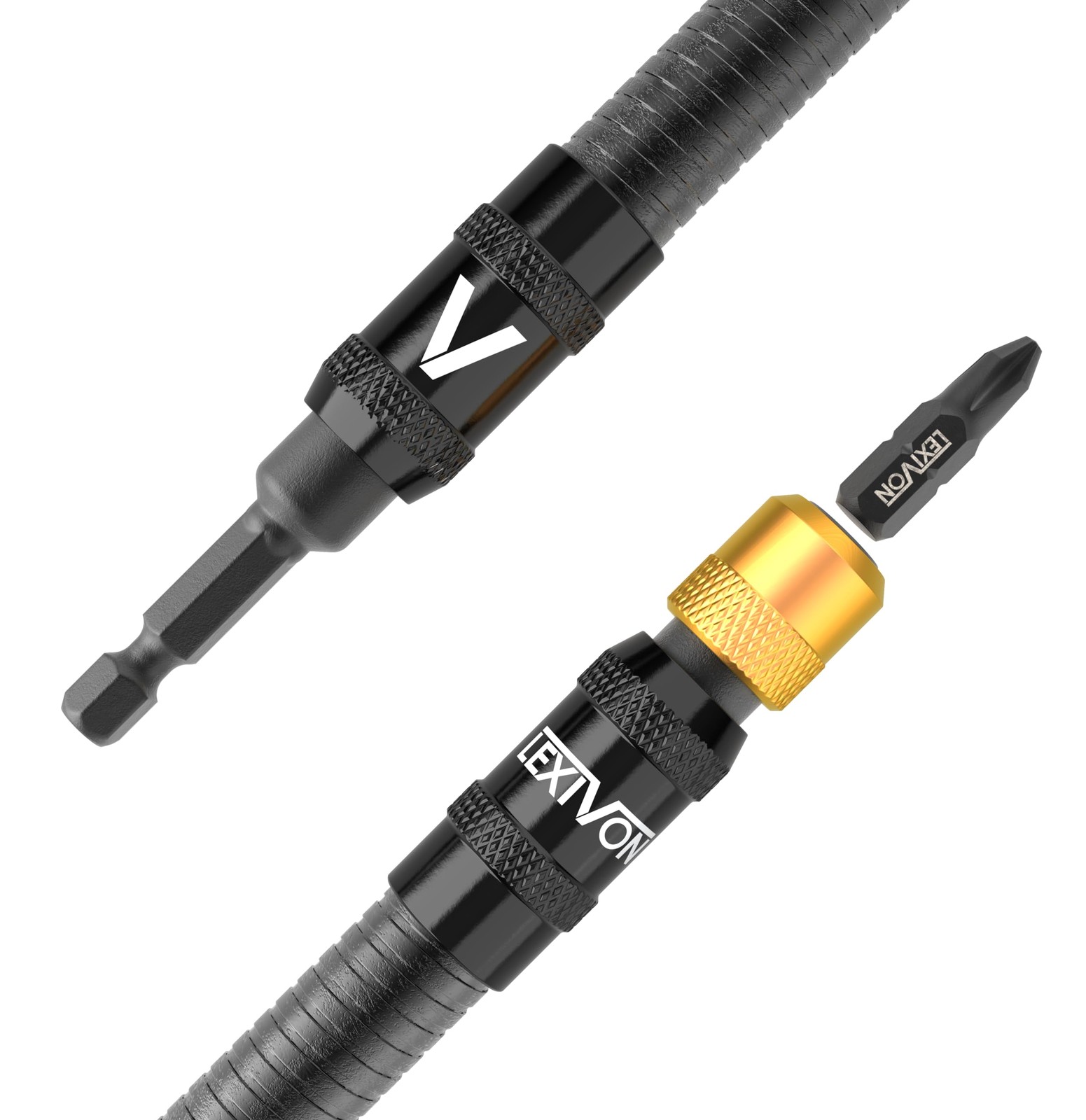 LEXIVON Drill Bit Holder, 12-Inch Flexible Extension, Quick-Release with 1/4-…