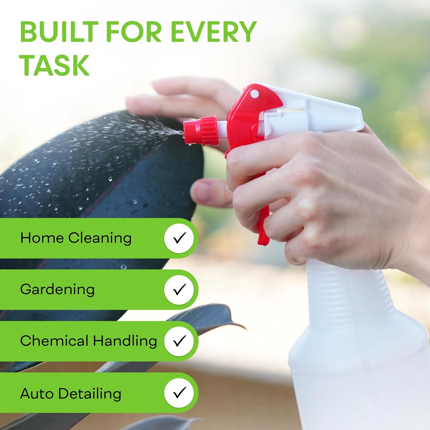 32 OZ Empty Plastic Spray Bottle, Heavy Duty with Adjustable Spray Nozzle,