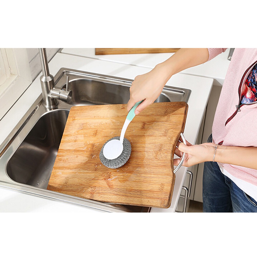 3Pcs Practical Kitchen Pot Scrubbers Hanging Dishwashing Brushes Assorted Colors