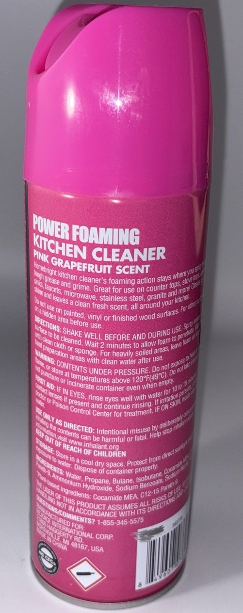 Homebright Power Foaming Kitchen Cleaner 12oz Pink Grapefruit Scent-NEW-SHIP24HR