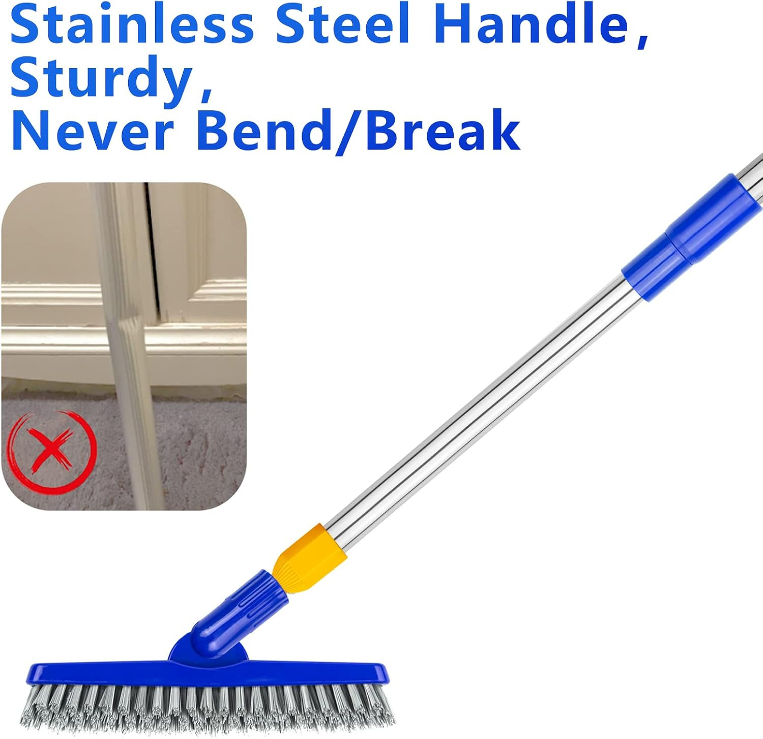 2 Pack Grout Brush with Long Handle, 56.5 Swivel V-Shape Scrub for Tile & Bathro
