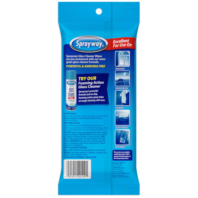 Sprayway glass cleaner 20 -Count Wipes Glass Cleaner 20 -Pack