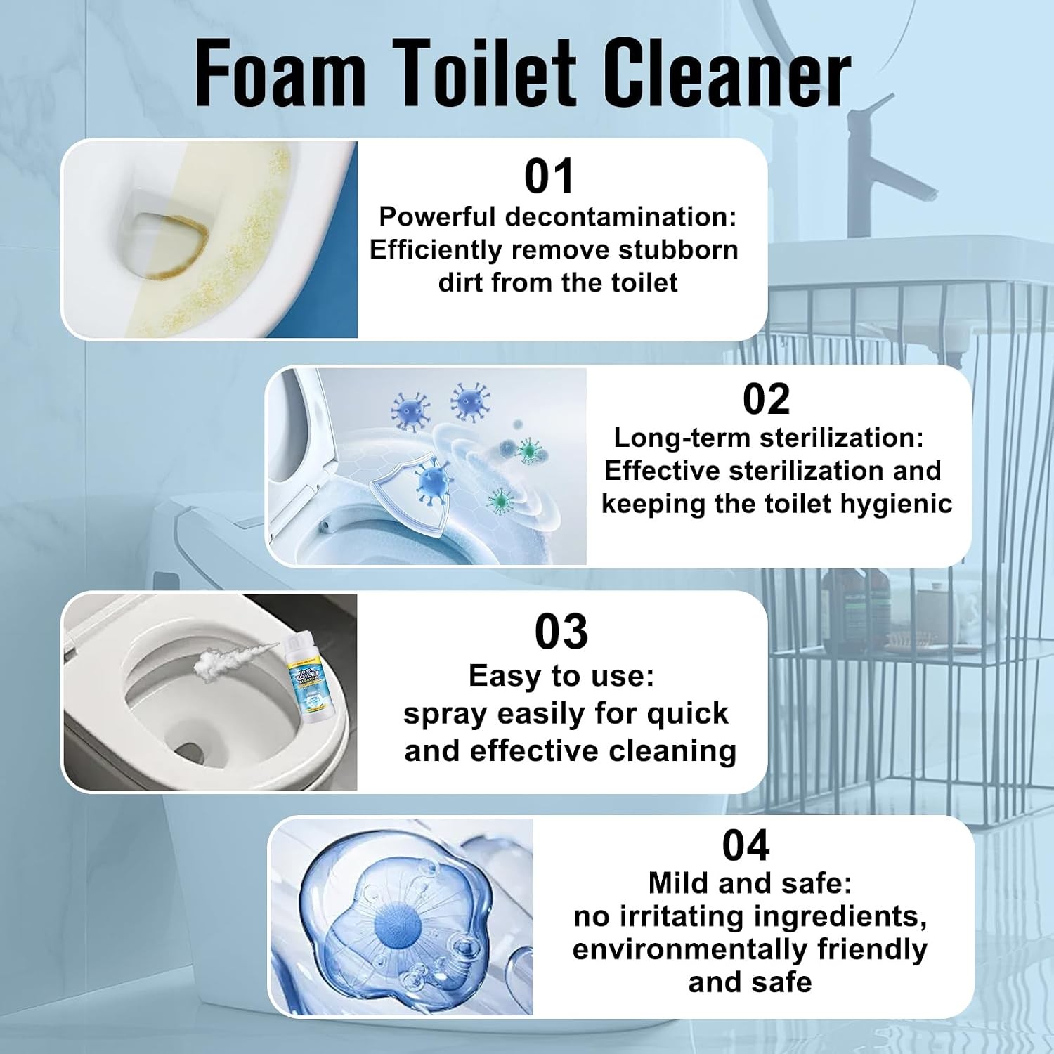 Foam Toilet Cleaner, 2025 NewToilet BowlCleaner, Advanced Toilet Cleaner for Hom