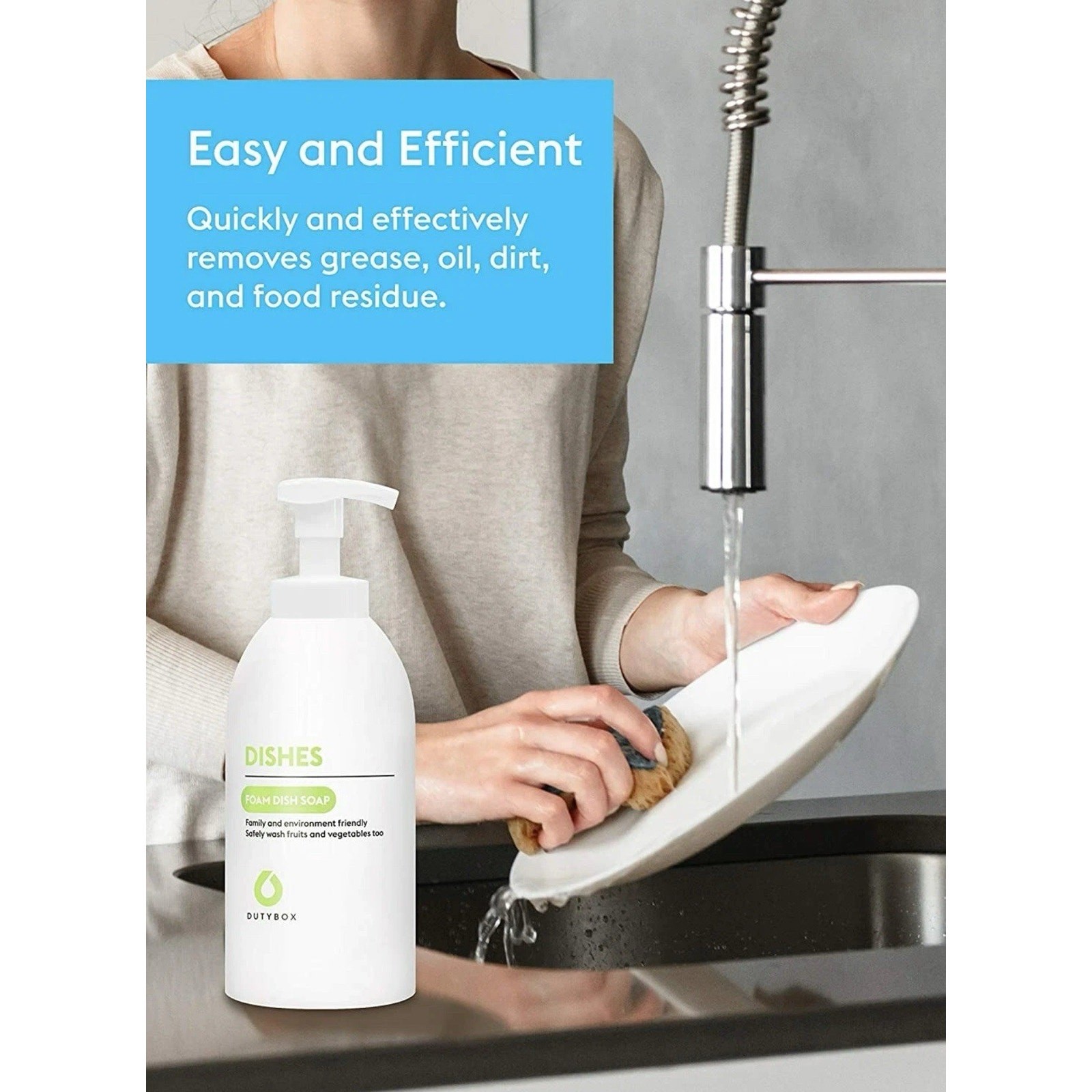 DutyBox Dish Soap – Liquid Foam Soap for Dishes 1 Pump Bottle & 4 Capsules