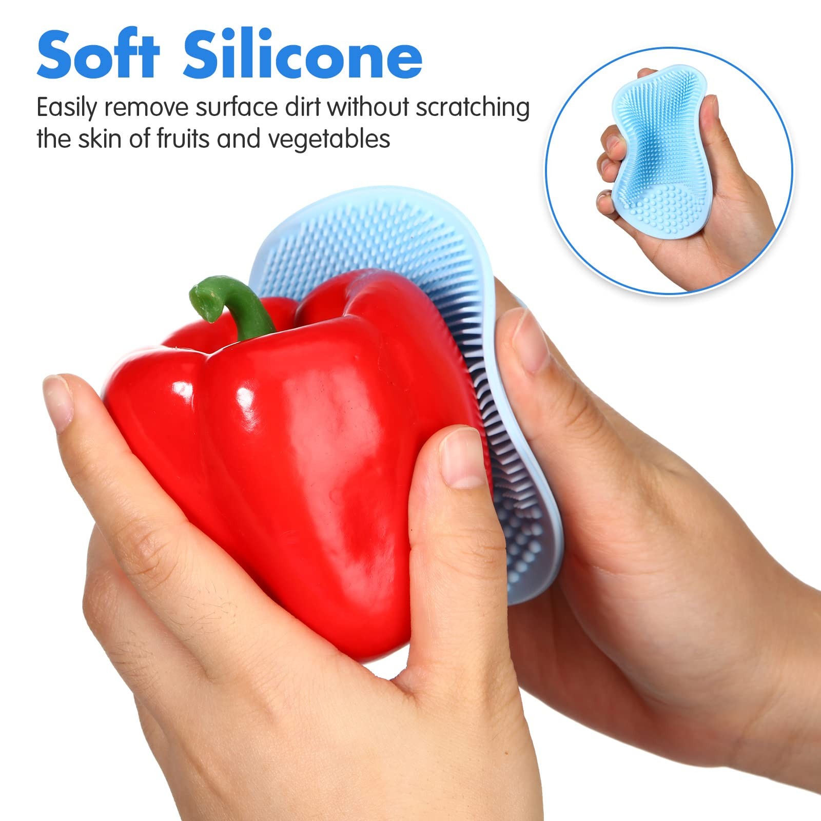 2 Pcs Vegetable Brush Potato Scrubber Veggie Brush Silicone Reusable Cleaning To