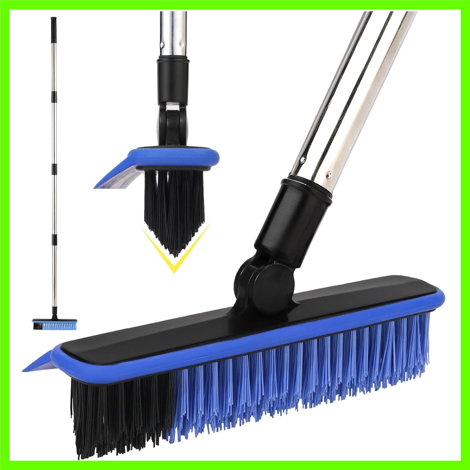 Grout Cleaner Brush with Long Handle, V-Shaped Floor Scrub Brush Swivel Grout…