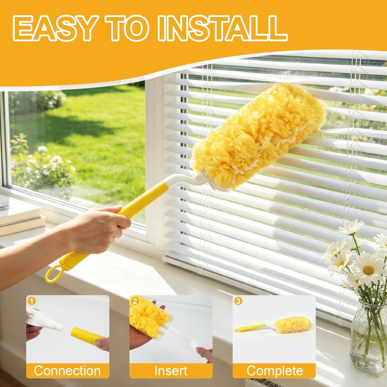 60 Count Heavy Duty Duster Refills, 360° Feather Duster with 2 Handle