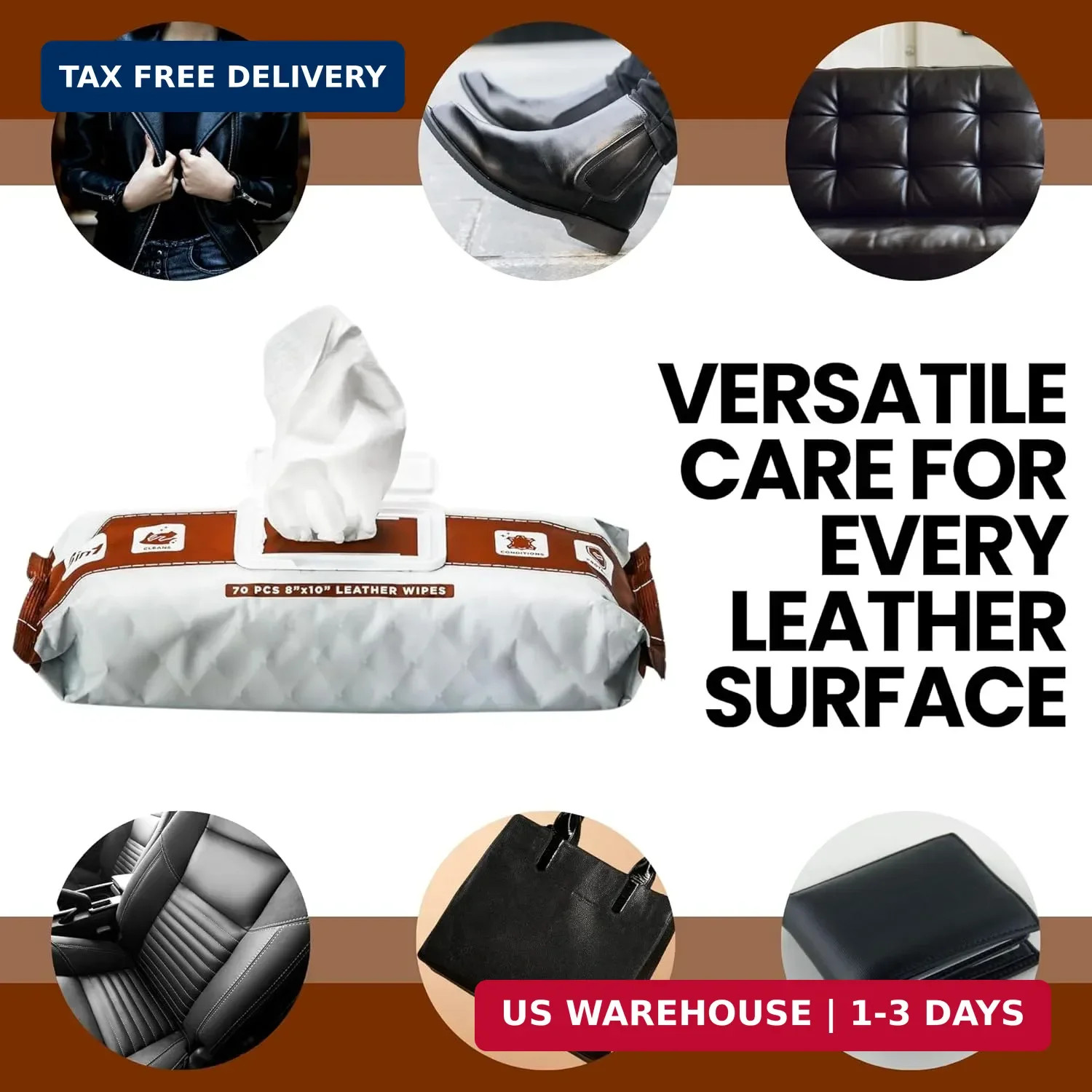 Venture Wipes Leather Cleaner Wipes – Clean, Condition, & Protect – Cleansing Wi