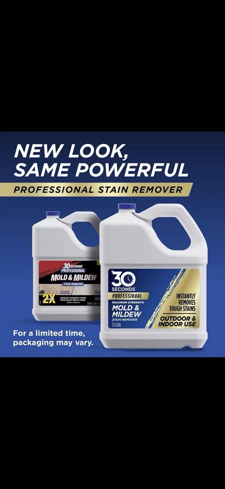 30 Seconds Professional Mold & Mildew Stain Remover Liquid 2X Stronger 2.5 gal