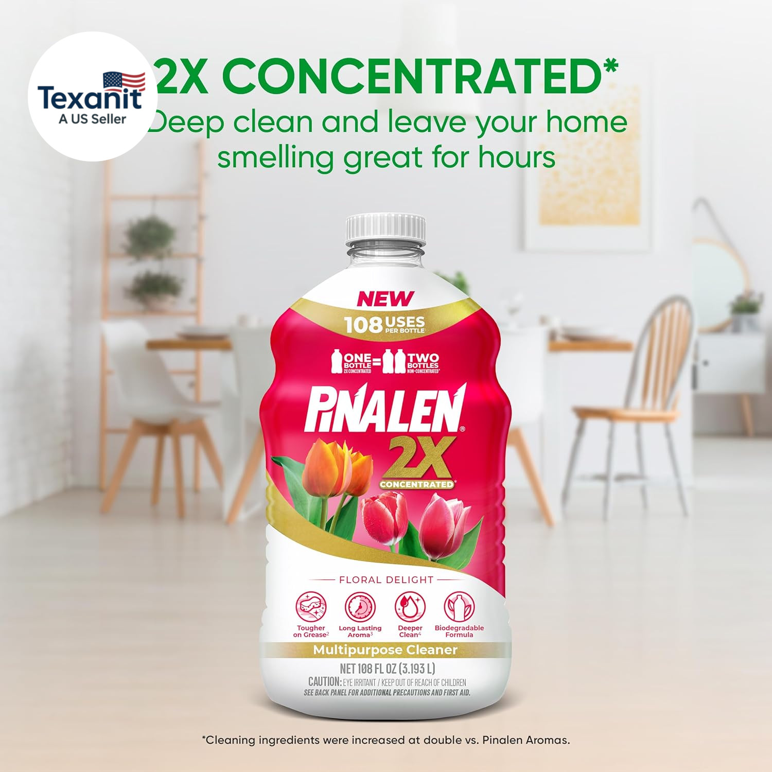2X Max Aromas Concentrated Multipurpose Cleaner – Floral Delight Scent – 108 Fl