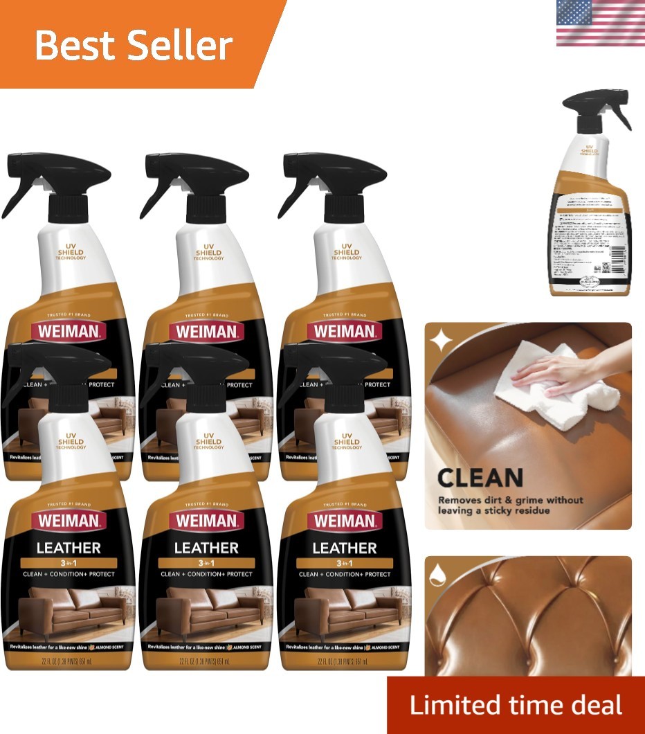 Leather Cleaner & Conditioner – Cleans, Protects & Restores, 6 Pack, 22 FL Oz